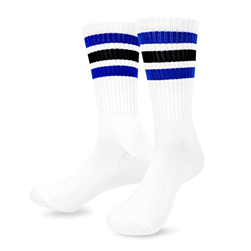 TeeHee Men's Sports Stripes Cotton Half Cushion Crew Socks 3-pair Pack4