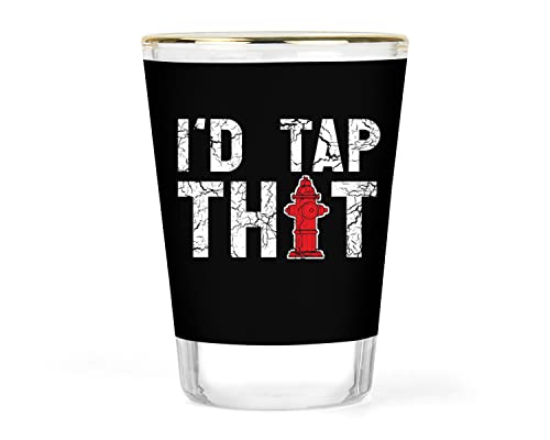 Firefighter Shot Glass Fireman Glasses Funny Tap That Glassware First Responder Collectible Unique Novelty Barware 1.5 ounce Gift Gifts Gold-rimmed Shooter Shots Shotglass Shotglasses