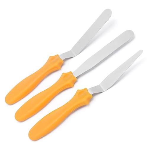CYDZSRA 3 unids/set espátulas para pasteles, espátulas de mano para galletas, Chocolate, crema plana, glaseado, herramientas de decoración, accesorios, Naranja