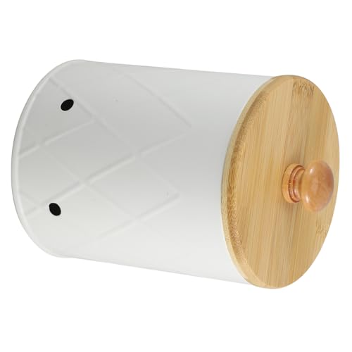 GRIRIW Candy Holder Wooden Storage Barrel for Potatoes and Onions Metal Tin Lids for Pantry
