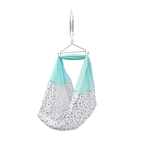 Image of beetot New Born Baby Swing Cradle (Jhula) | Cradle Set with Mosquito Net, Spring and Triangle Hanger | Weight Capacity Up to 20Kg | Age from 0-12 Months | Bismark Premium (Blue) - Cotton