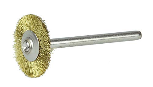 Image of Weiler 26004 3 /4 inch Miniature Wire Wheel, .005 inch Brass Fill, 1 /8 inch Stem, Made in The USA (Pack of 144)