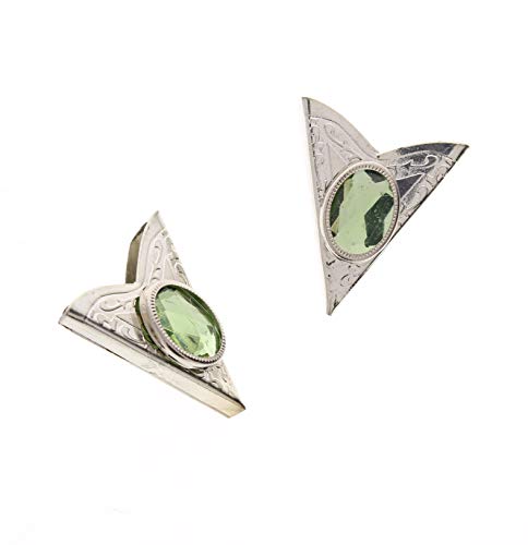 HHH Design Green Acrylic Collar Tips-Western Collar Tips-Dress Shirt Collar Stays-Silver Finish-Collar Stays for Men & Women
