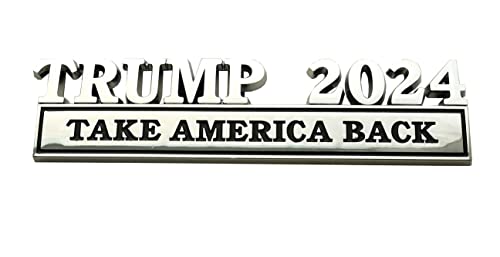 Image of 1pc Trump 2024 Sticker Trump Funny Sticker Take America Back 3D Emblem Badges Decal Car Decal Military Replacement for F150 F250 F350 Chevy Silverado 1500 2500 Chevrolet C10 C15 (Chrome)