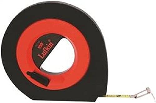 Crescent Lufkin 3/8' x 100' Hi-Viz® Orange Engineer's Speedwinder® Yellow Clad Long Steel Tape Measure - HYT100D