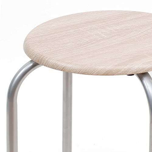 - Taburetes Metálicos - Silla de Metal y Madera - Taburete Ligera y Elegante con Diseño Apilable - Ideal para Cocina, Jardín y Baño - Diámetro 30 x Altura 45 cm (1, Madera Clara, Ø30x45 cm) - imagen 5