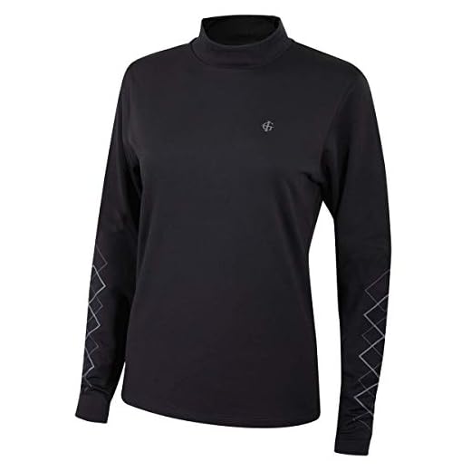 Island Green Golf IGLBASE1743 Womens Sports Water Repellent Compression Long Sleeve Base Layer T-Shirt, Black, Size 12