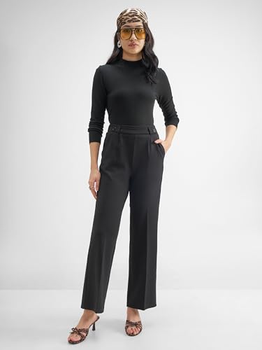 Image of Tokyo Talkies Wide Leg Relaxed fit Korean Pants |Ultra Soft|High Rise Pleated Trousers |Workwear|Formal All Day wear