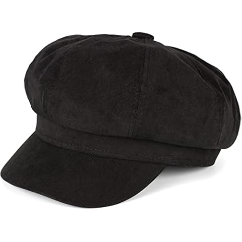 styleBREAKER Damen Ballonmütze aus weichem Stoff, Schirmmütze Vintage Style, Bakerboy Schiebermütze, Newsboy Cap 04023086, Farbe:Schwarz Cover
