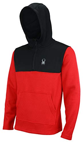 Spyder Men's Racer 1/4 Zip Pullover Hoodie, Racing Red Large