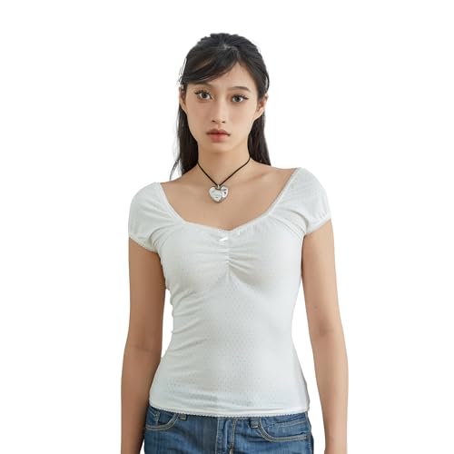 Y2k Crop Tops for Women Short Sleeve Slim Fit Crop