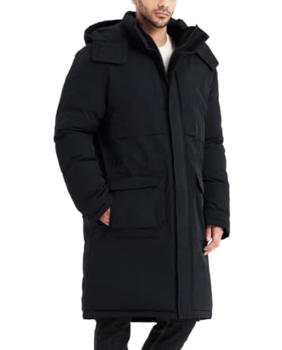 Men's Extra Long Parka Winter Coats Hooded Puffer Jacket Heavy Warm Water-resistant Outerwear Cold Weather
