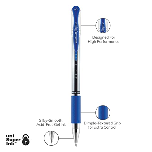 uni-ball Gel Grip Stick Medium Point Gel Pens, 12 Blue Ink Pens(65451) by Uni-Ball - Image 8