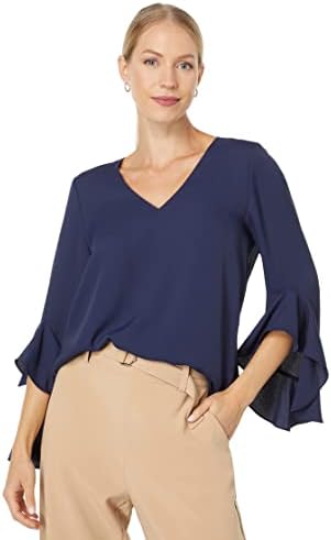 Vince Camuto Flutter Sleeve V-Neck Tunic Classic Navy SM