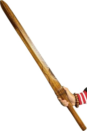 MoremoQQ 木刀 鞘なし 竹刀 両手剣 居合道刀 模造刀 木製 全長95cm 軽量 中国風木剣 素振り用 木剣 居合刀 模造刀 剣道 初心者 コスプレ小道具 居合道体験 演武稽古用 個人コレクション 屋内 屋外兼用 インテリア 置物 贈り物 (黄金檀