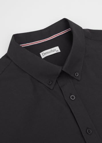 Men's Classic Oxford Shirt Solid Long Sleeve Button Down Casual Woven Shirts with Pocket3