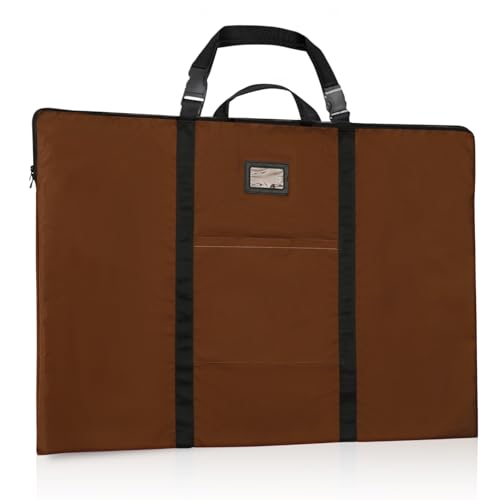 WISEPRO ドキュメントファイル パネルバッグ 大判 A1 サイズ ポスター収納 アート 手提げ 肩掛け 書類バッグ 図面ケース 61×91cm トートバッグ 大容量 名刺入れ・ポケット付 製図板用 作品収納 (カーキ)