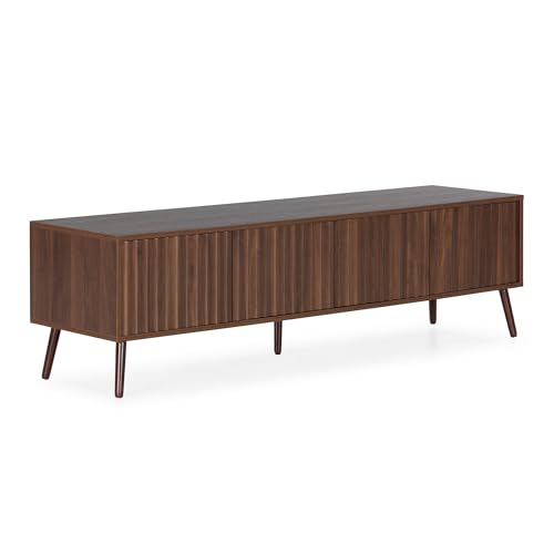 HOMN LIVING Mueble TV Lluvia 4 Puertas Color Nogal, 160 cm (Ancho) 40 cm (Profundo) 45 cm (Altura)