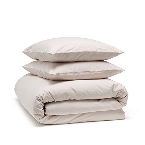 Parure de lit de luxe 100% percale de coton délavé rose double Bedfolk