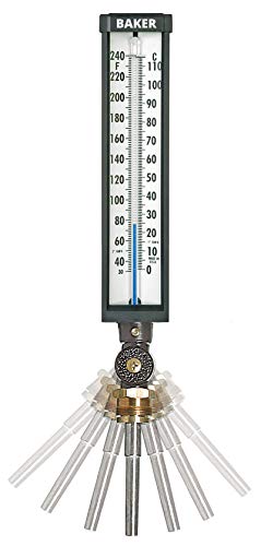 Baker 9VU35-245 Industrial Thermometer, 30 to 240°F (0 to 114°C)