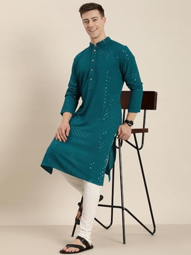 Image of Amazon Brand - Tavasya Men Rayon Blend Embroided Regular Kurta