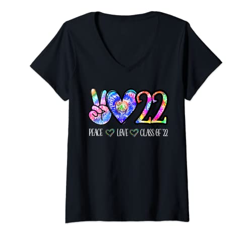 Donna Class Of 2022 Camicia Tie Dye Senior Laurea Classe Reunion Maglietta con Collo a V