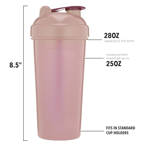Protein Shaker Bottle (Rose, Plum) - 2-Pack, 28-Ounce, Dishwasher Safe & BPA Free