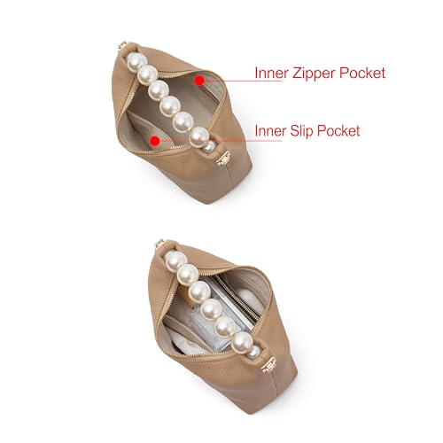 Image of DORIS&JACKY Small Top Handle Clutch Purse for Women, Designer Evening Bag With Pearl Tote Handle and Chain Strap