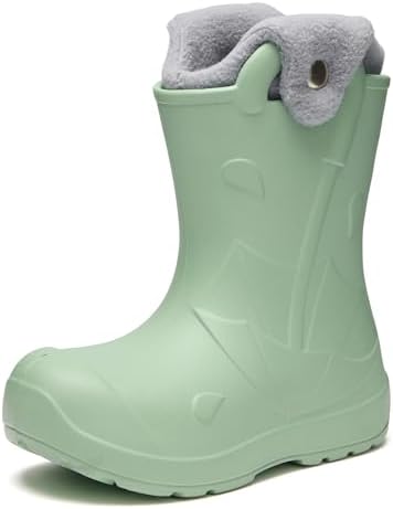 Ladeheid x Camminare Kinder Gummistiefel aus leichtem EVA warm gefüttert wasserdicht mit praktischem Griff und edlem Regenschirm-Relief für kalte Tage und Schnee LA-CA-21