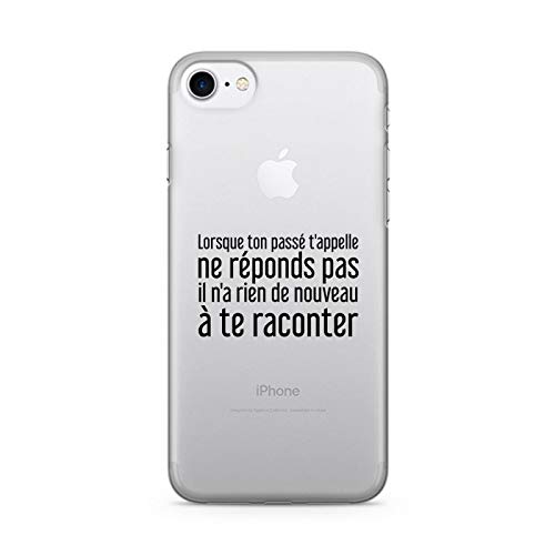 ZOKKO Case for iPhone 8 with Quand Ton Pont t'App (When Your Past Call You) Design Transparent Soft Black Ink