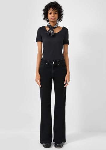 Jean Reena noir évasé jambes larges coupe flare stretch confortable taille 34