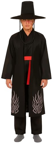 FIESTAS GUIRCA | Disfraz de Demonio Negro para Hombre (48-50/M) - Camisa, Cinturón, Gorro y Pantalón - Disfraces de Cine y Temática Asiática para Carnaval, Halloween y Fiestas de Disfraces - Negro