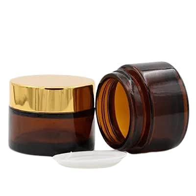 B.H.Industry [ Set of 6 PC ] 30 GRAM Amber Glass Jar with Golden Cap and Inner lid, for Beauty, Cream, Blends, Skin Care, Hair Care, Travel, Toners, Cosmetic & DIY (24)-image-13