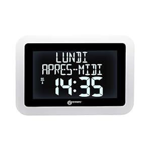 Horloge Numérique Murale Rétroéclairée et Radio Pilotée – La Viso15 de Geemarc Affiche Automatiquement l’Heure Exacte – Calendrier Perpétuel pour Personnes Âgées – Fonctionne sur Secteur
