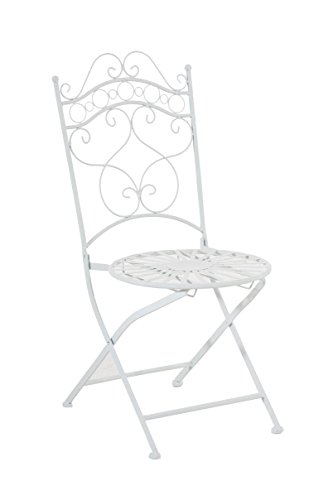 CLP Eisenstuhl Indra im Jugendstil I Antiker handgefertigter Gartenstuhl I erhältlich, Farbe:weiß