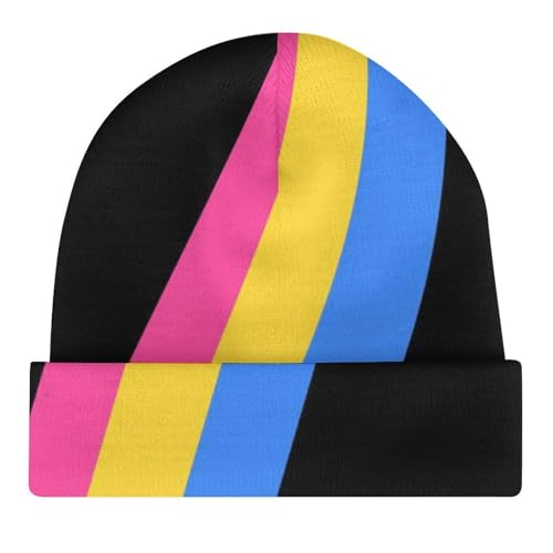 Pansexual Pride LGBTQ Kids Beanie Hat for for Girls Boys Children Cap Winter Knitted Chemo Cancer Headwear Accessories Gifts Decoration Black4
