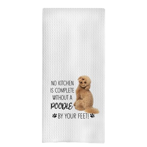 uinwk Poodle Dog Kitchen Towels - Poodle Gifts for Women, Poodle Mom Gifts, No Kitchen is Complete Without a Poodle Dog Hand Towels Dish Towels, Poodle Decor, 16x24