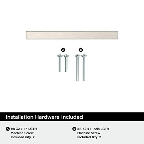 Image of Amerock 25 Pack 3 inch Bar Pulls Square Satin Nickel Drawer Pull | 3 inch (76mm) Center-to-Center Mounting Distance and 5-5 /16 inches Overall Length, Durable Zinc Cabinet Hardware