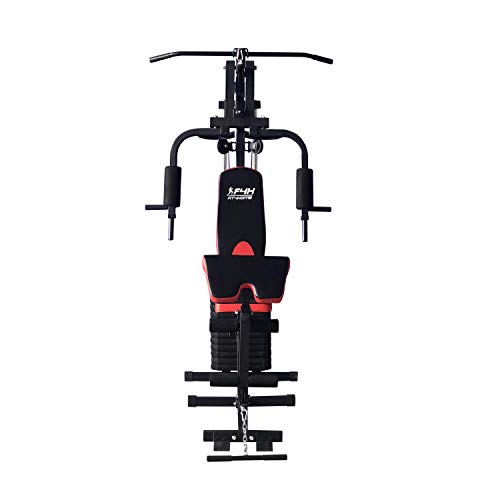 Fit4home Multi-functional Home Gym Workout Station Fitness Body Exercise | Adjustable Seat, 81kg Weight Plates | Black Red TF-7001 - Image 2