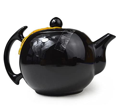 Image of Porcelain Teapot, 10oz Small Tea Pot Xishi Chinese Gongfu Tea Set Ceramic Kettle Black (Teapot)