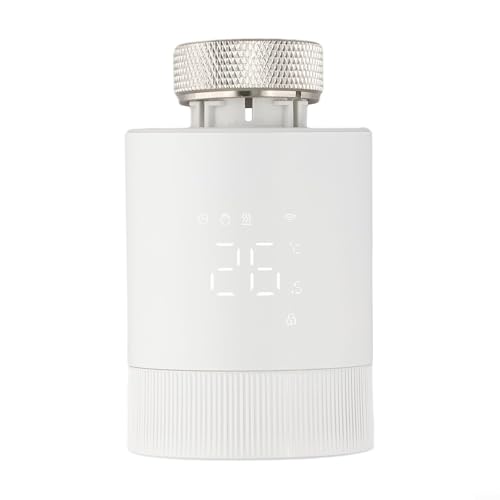 Yuanpgky Cabezal de válvula termostática programable de radiador para buje, programación de 5+2/6+/7 días, aplicación y control de voz (para Alexa/Assistant), cuerpo ABS,