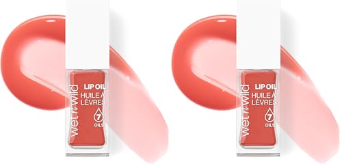 wet n wild Lip Oil - Lightweight, Non-Sticky, Hydrating &amp; Nourishing Formula with Marula &amp; Jojoba Oils, Vegan &amp; Cruelty-Free - Cedar Rose (Pack of 2)