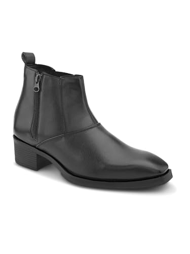 Image of Prolific Men's Chelsea Zipper /Chain Boots | High Ankle Boot| Formal, Office & Casual Wear Shoes | Soft Cushioned Insole, Slip-Resistance, Dynamic Feet Support, Arch Support & Shock Absorption