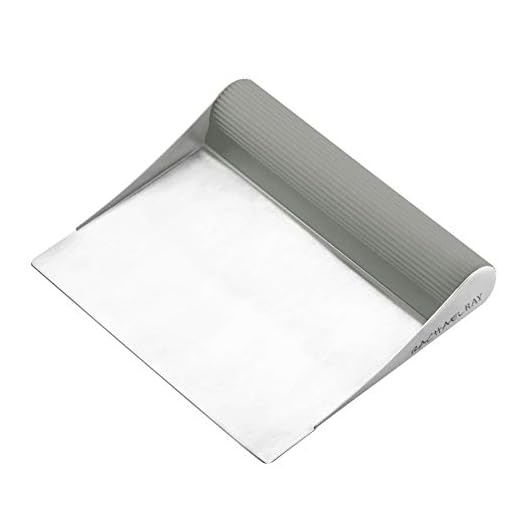 Rachael Ray Tools and Gadgets Stainless Steel Pastry Scraper / Bench Scrape / Kitchen Tool for Baking and Cooking / Dishwasher Safe, Sea Salt Gray, 6x5x1in