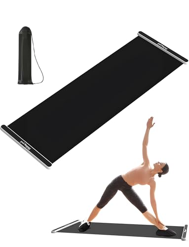 Slide Board for Working Out, Sliding Board with Sliding Booties, Slide Board Hockey with End Stops 78.7" X 19.7", Thickened Slide Mat for Skating, Hockey Training, Yoga Exercise (Black)