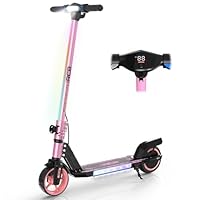 RCB R12 Electric Scooter for Kids age 6-12, Up to 9.3 mph & 6.2 Miles, 6.5\" Foldable Electric Scooter, LED Display,LED Rainbow Light,Two Types of Braking,Gift for Kids