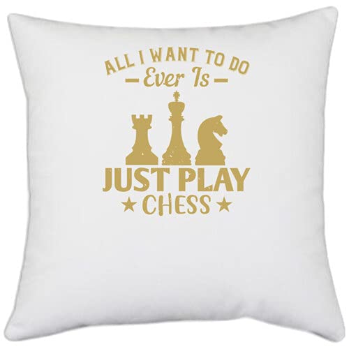 UDNAG White Polyester 'Chess | All I Want to do, Ever, is just Play Chess' Pillow Cover [16 Inch X 16 Inch]-picture-13