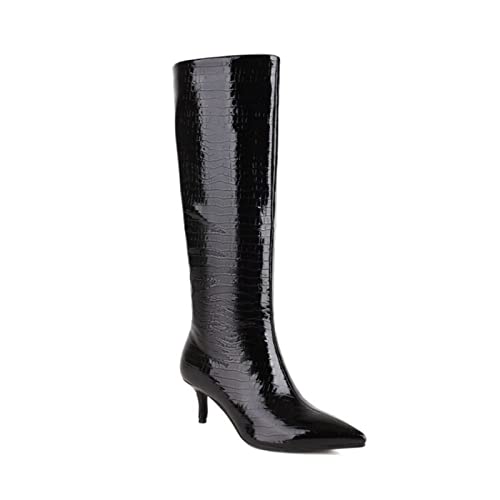 Bottes de chevalier vernies à talon moyen de 5.5cm idéales pour vos nuits en discothèque