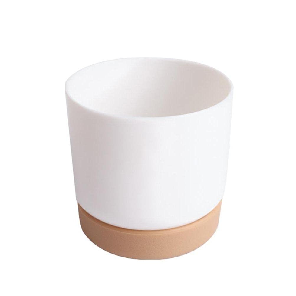 COOLHOOD High Hardness Imitation Ceramic Flower Pot White Succulents Planter Plastic Plant Pots Indoor Plant Pots with Drainage Holes Outdoor Flower Pots