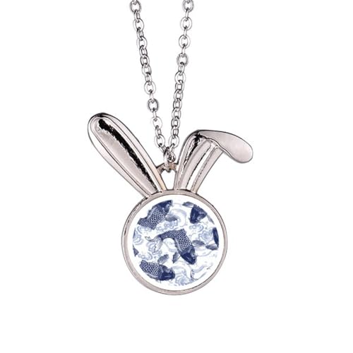 Collier lapin japonais bleu pendentif original pour look unique